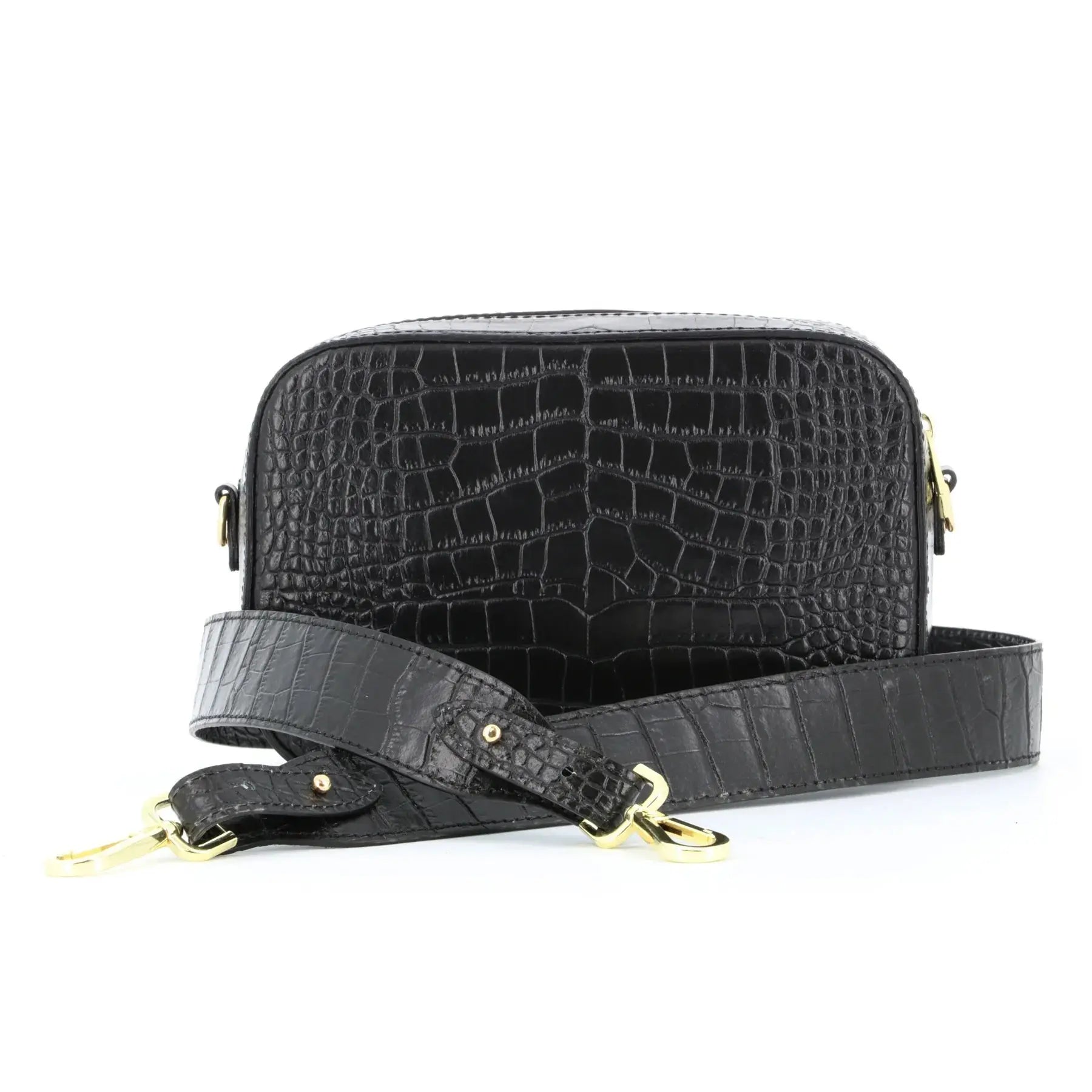 Made in Italy Sac bandoulière cuir femme camera bag noir