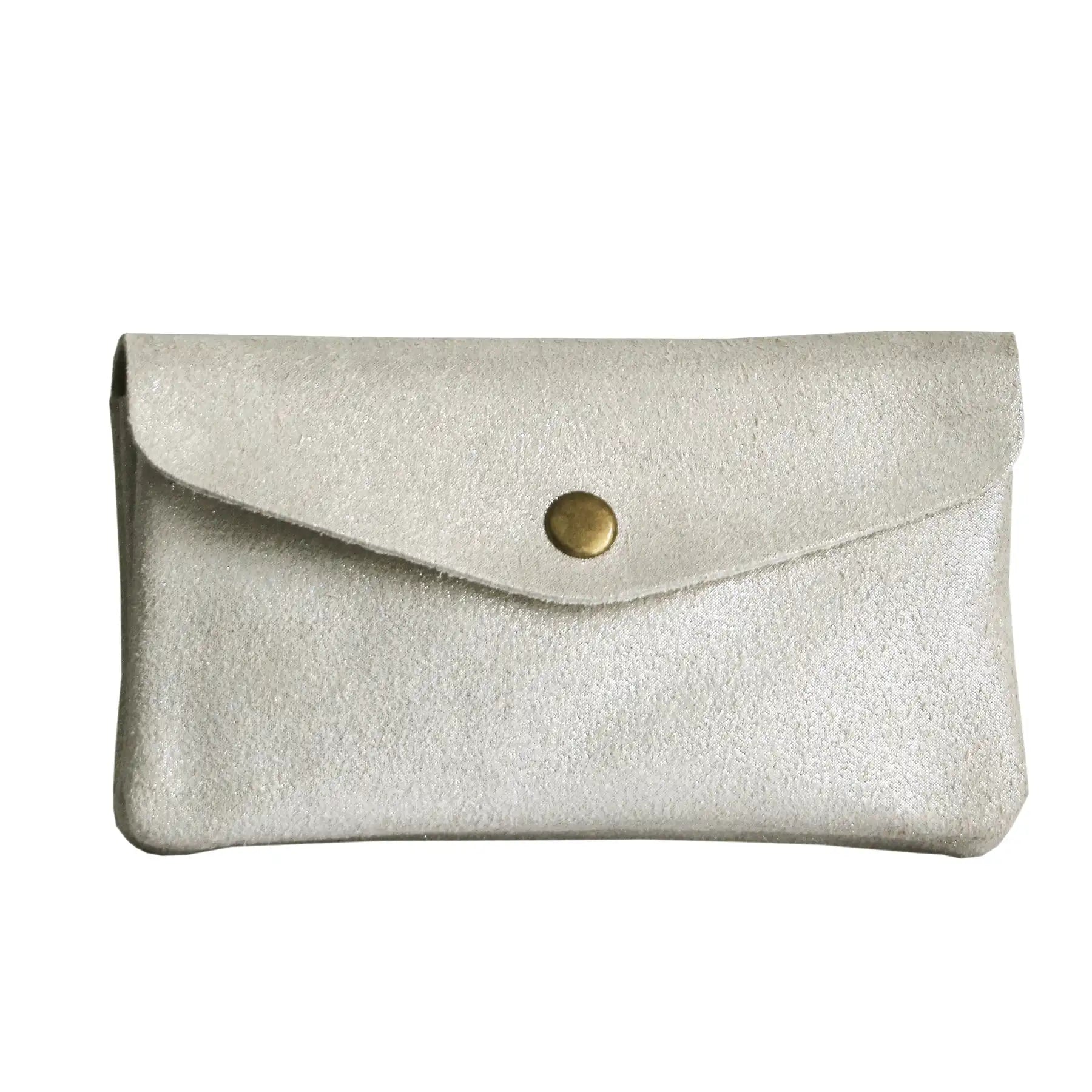 Porte-monnaie cuir daim irisé femme beige