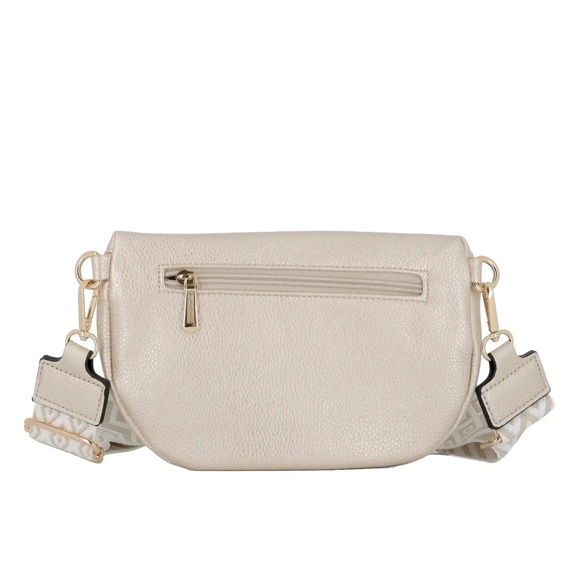 Flora & co Sac banane femme brodée pu cuir grainé ivoire
