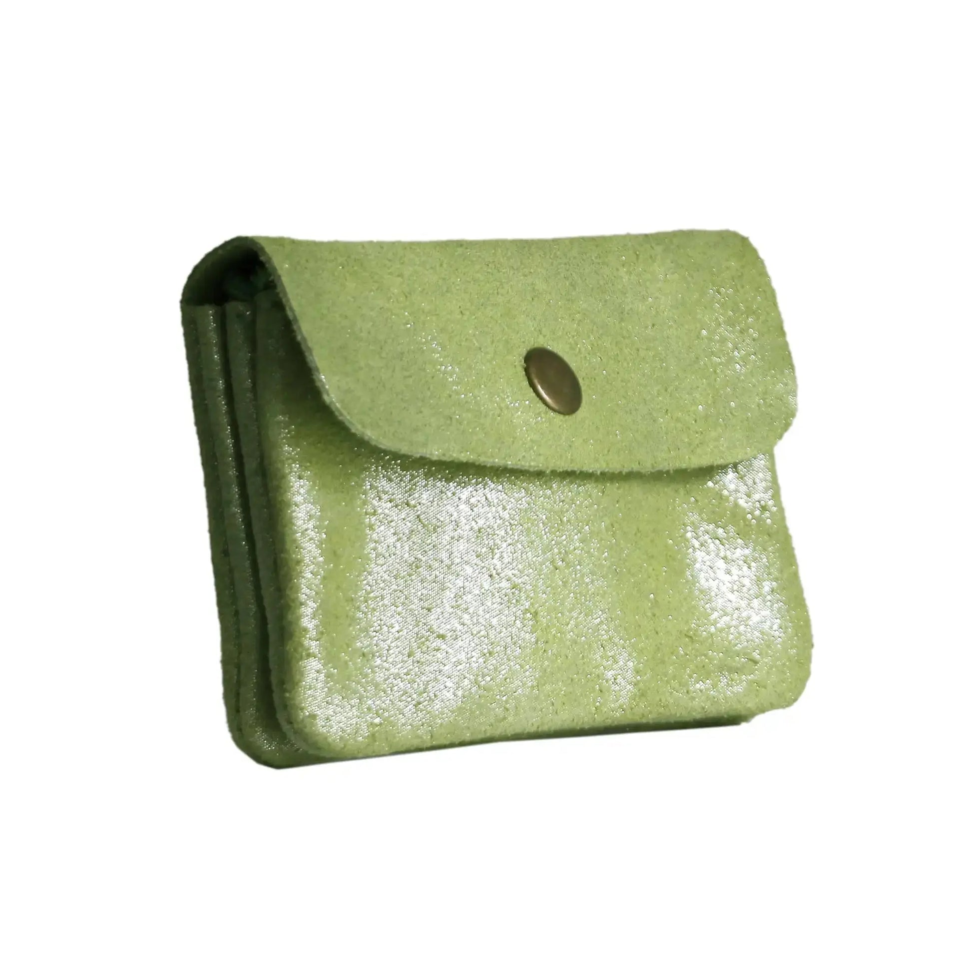Made in Italy Porte-monnaie femme cuir daim irisé 044 vert