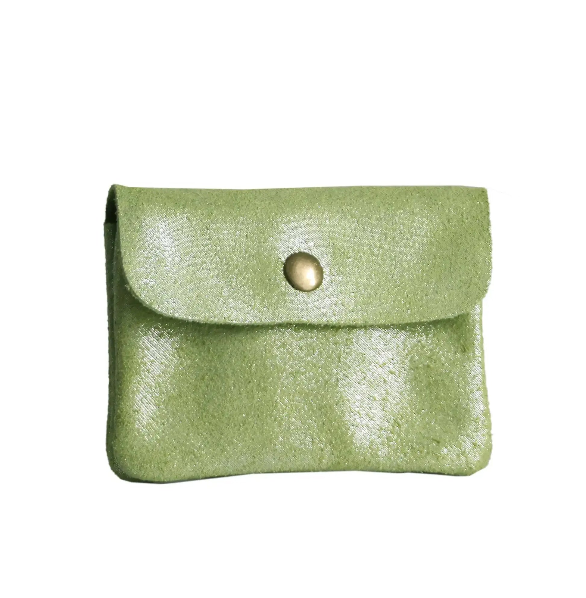 Made in Italy Porte-monnaie femme cuir daim irisé 044 vert