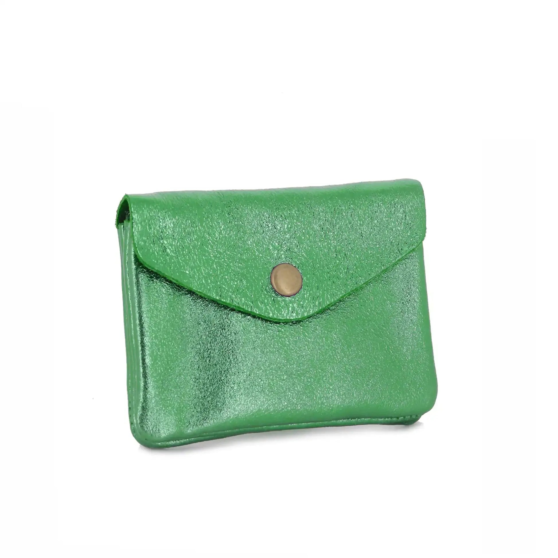 Made in Italy Porte-monnaie femme court cuir irisé 041 vert