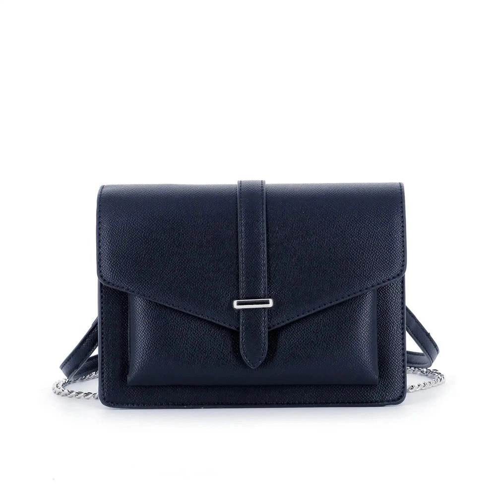 Flora & co Sac double bandoulières chaîne à magnétique bleu