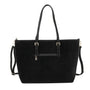 Vue 3 du Grand sac cabas daim femme format A4 Noir en cuir synthetique par Flora & co.