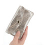 Vue 3 du Porte-monnaie long suédé irisé baroque 05A Taupe en cuir par Made in Italy.