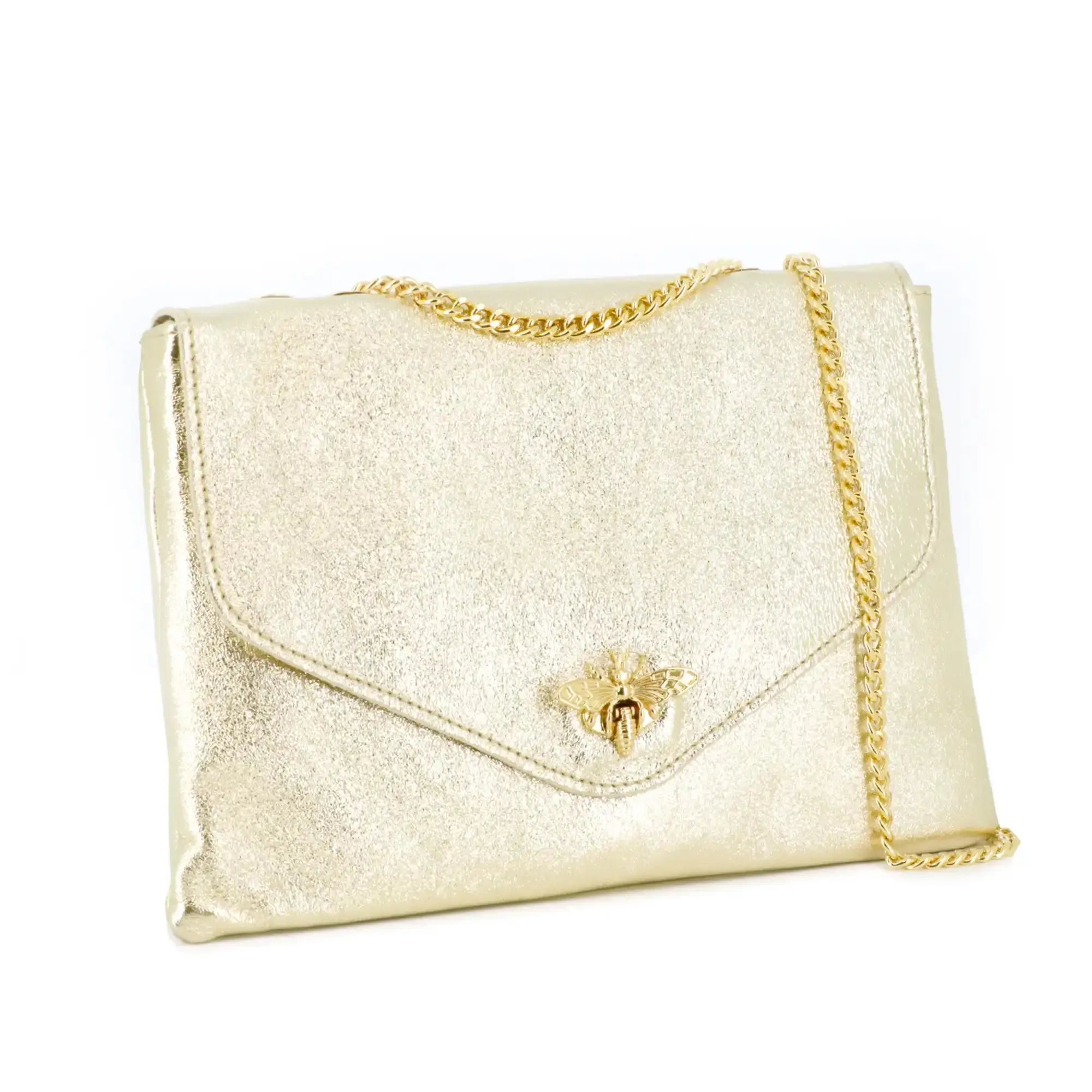 Made in Italy Sac bandoulière chaîne cuir femme irisé or