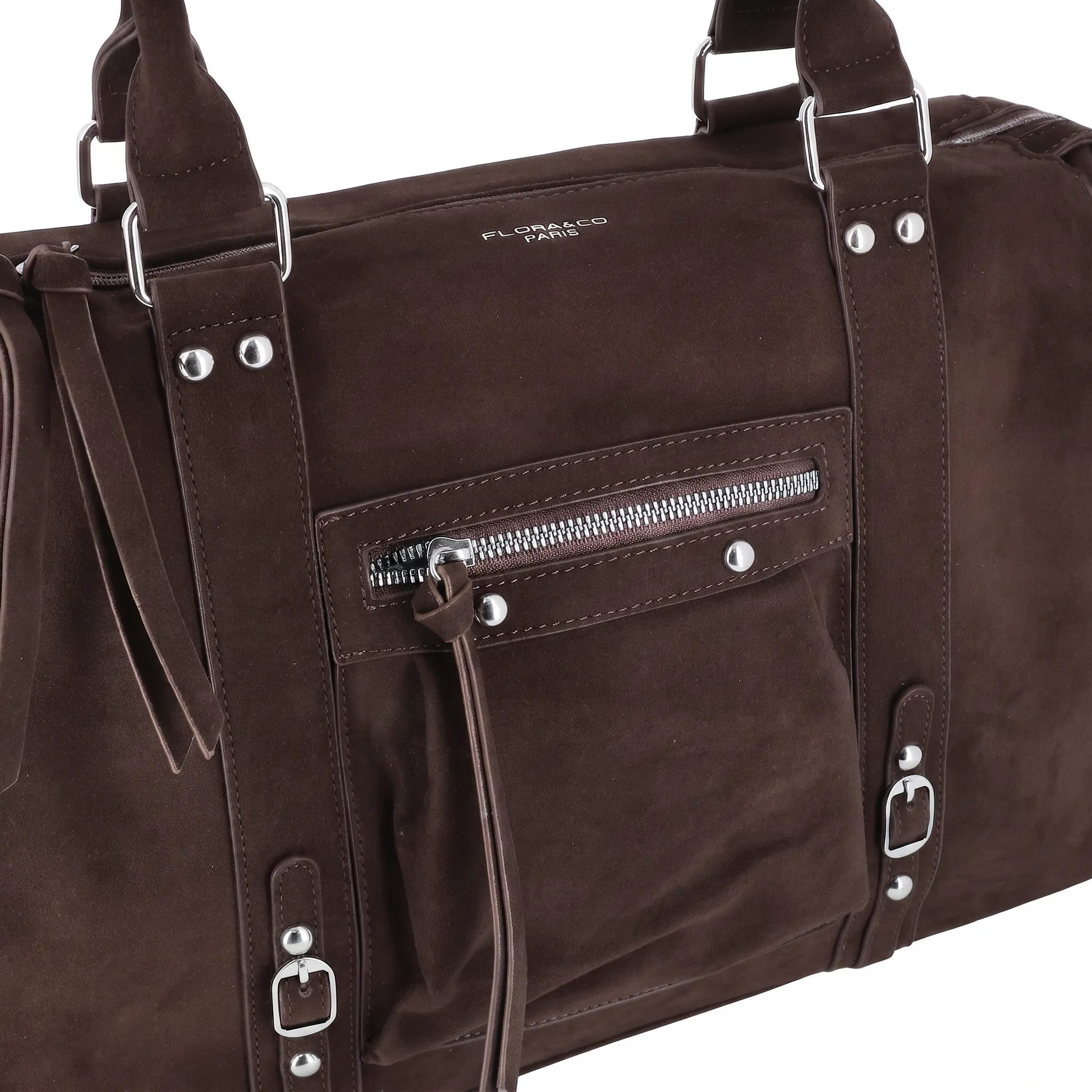 Grand sac cabas bowling effet daim Chocolat