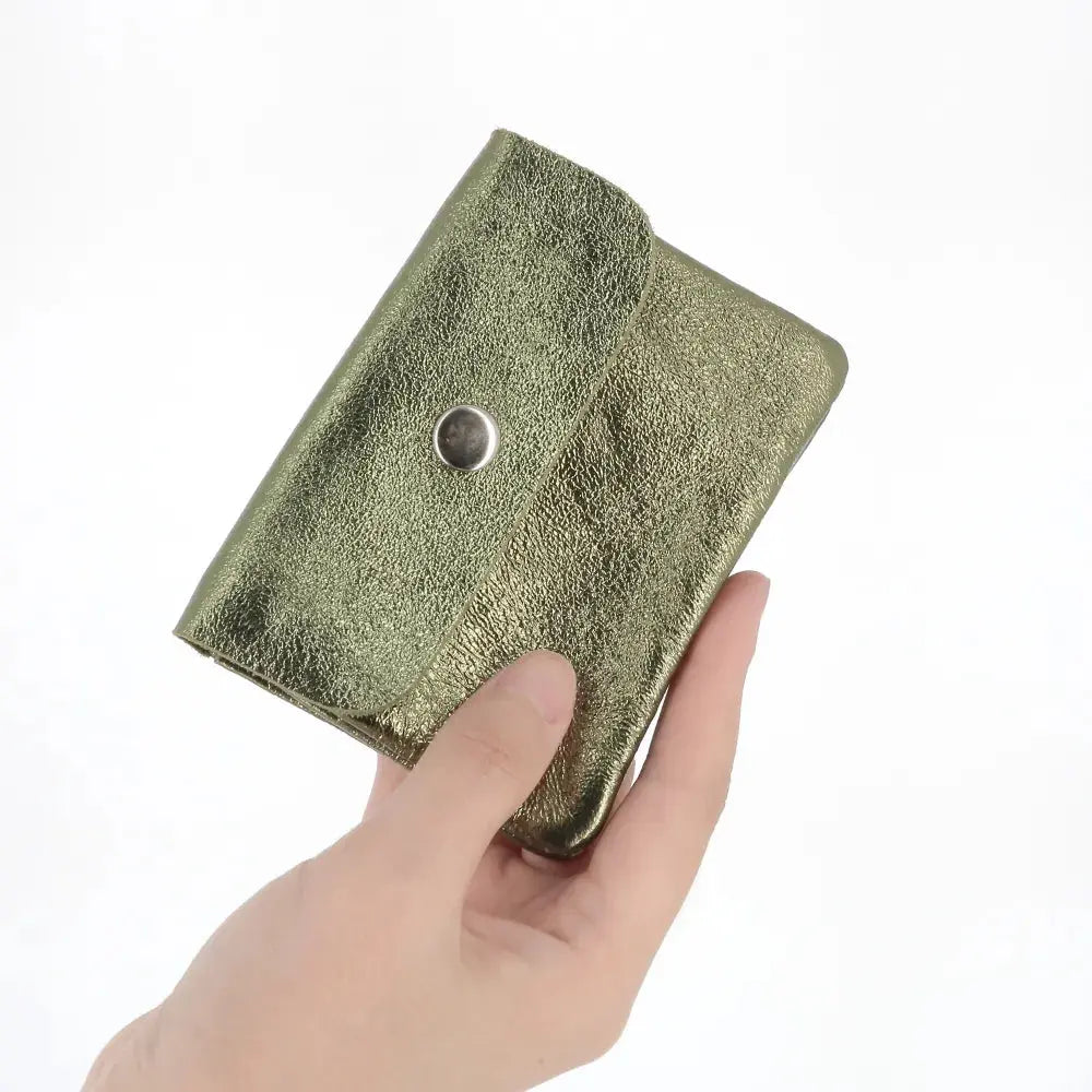 Porte-monnaie femme court cuir irisé 041 Olive