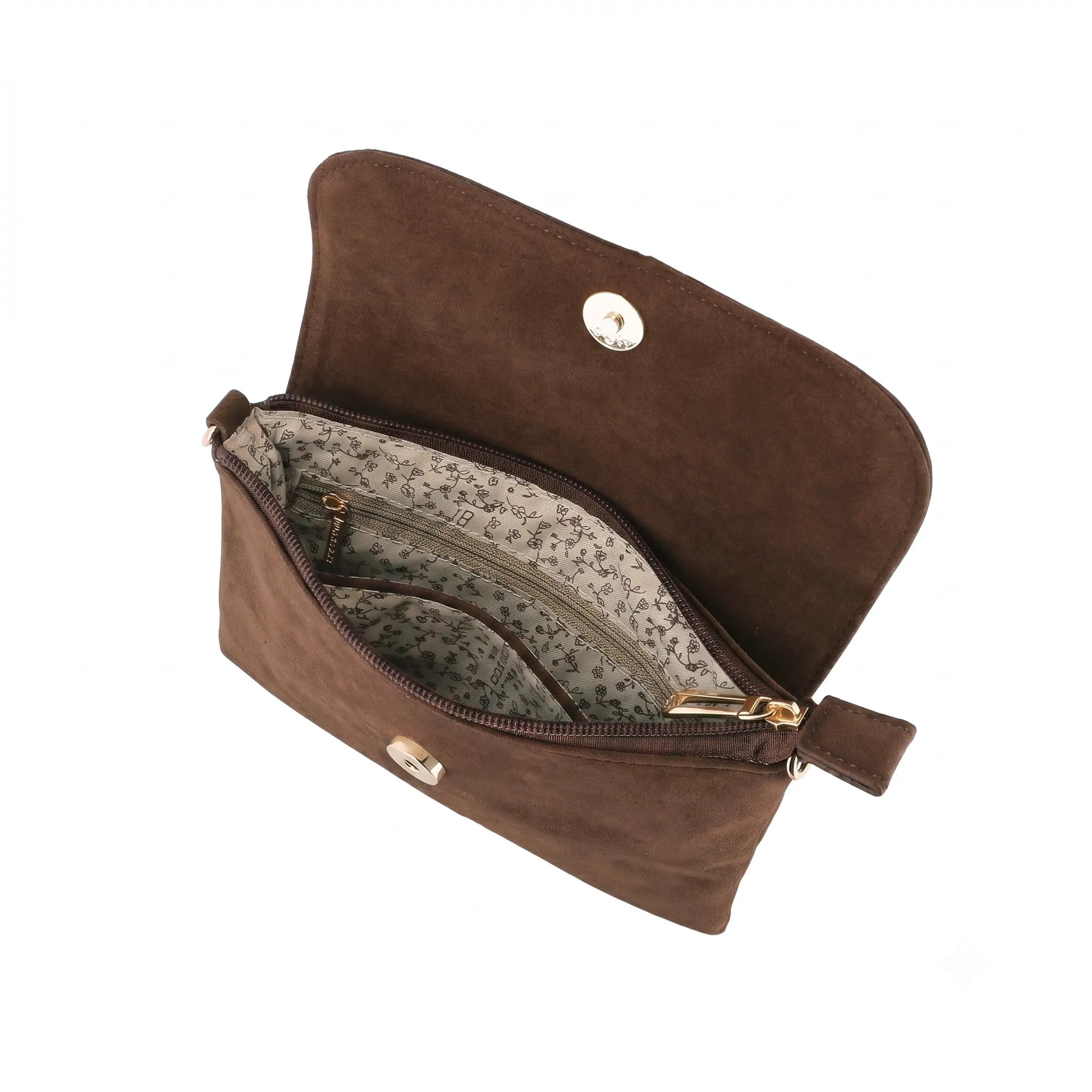 Petit sac bandoulière daim femme Chocolat