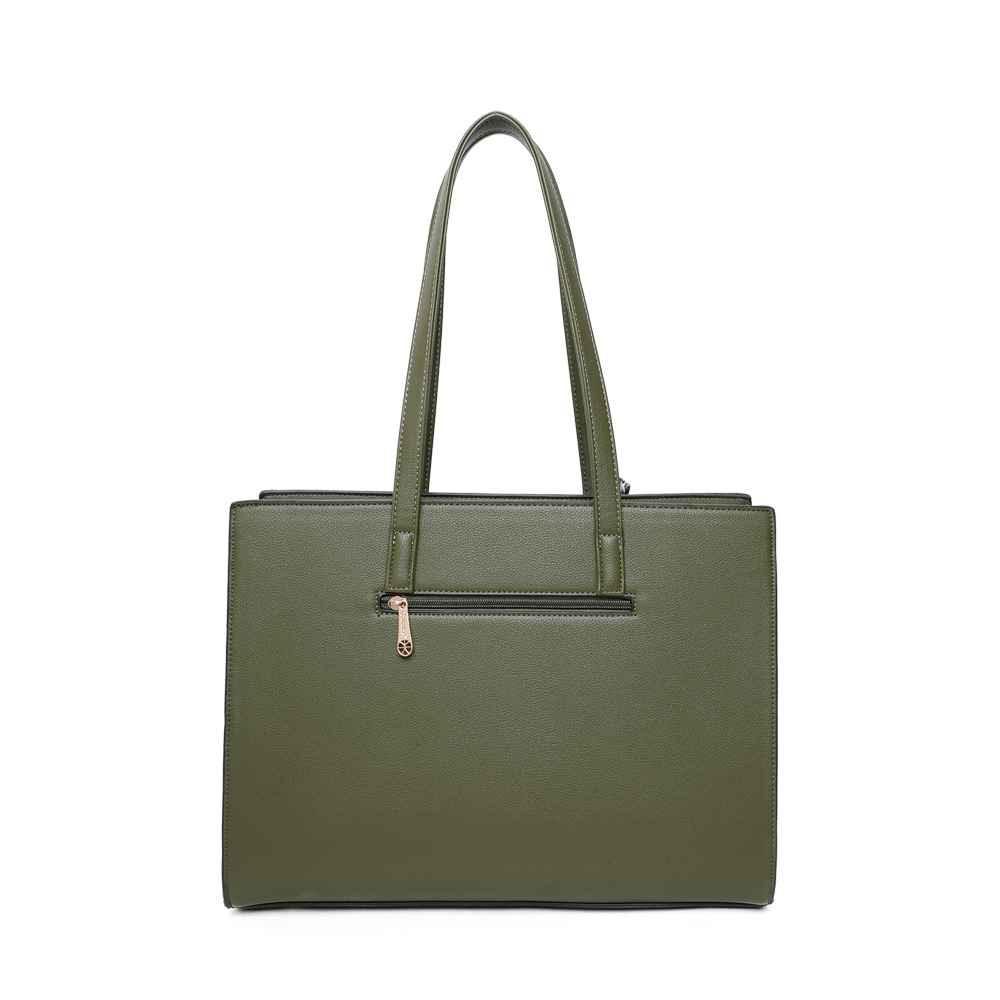 Gallantry - Sac cabas femme pompon fourrure a4 vert