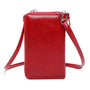 Vue 5 du Pochette téléphone plate tout-en-un femme rouge en cuir synthétique par Gallantry.