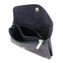 Portefeuille pochette passeport cuir irisé Bleu Marine - Crocochic