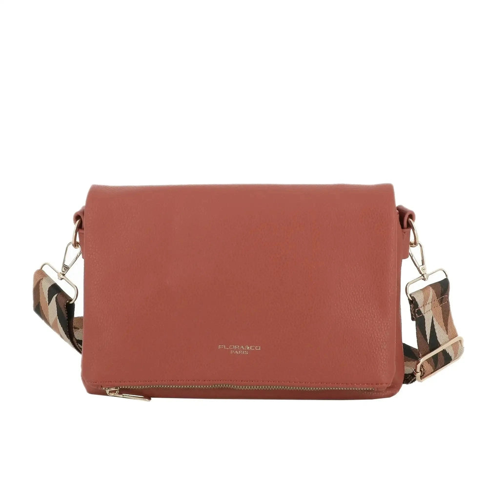 Flora & co Sac bandoulière large multipoches Brique