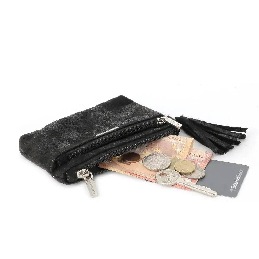 Porte-monnaie Femme Similicuir Suède Irisé noir