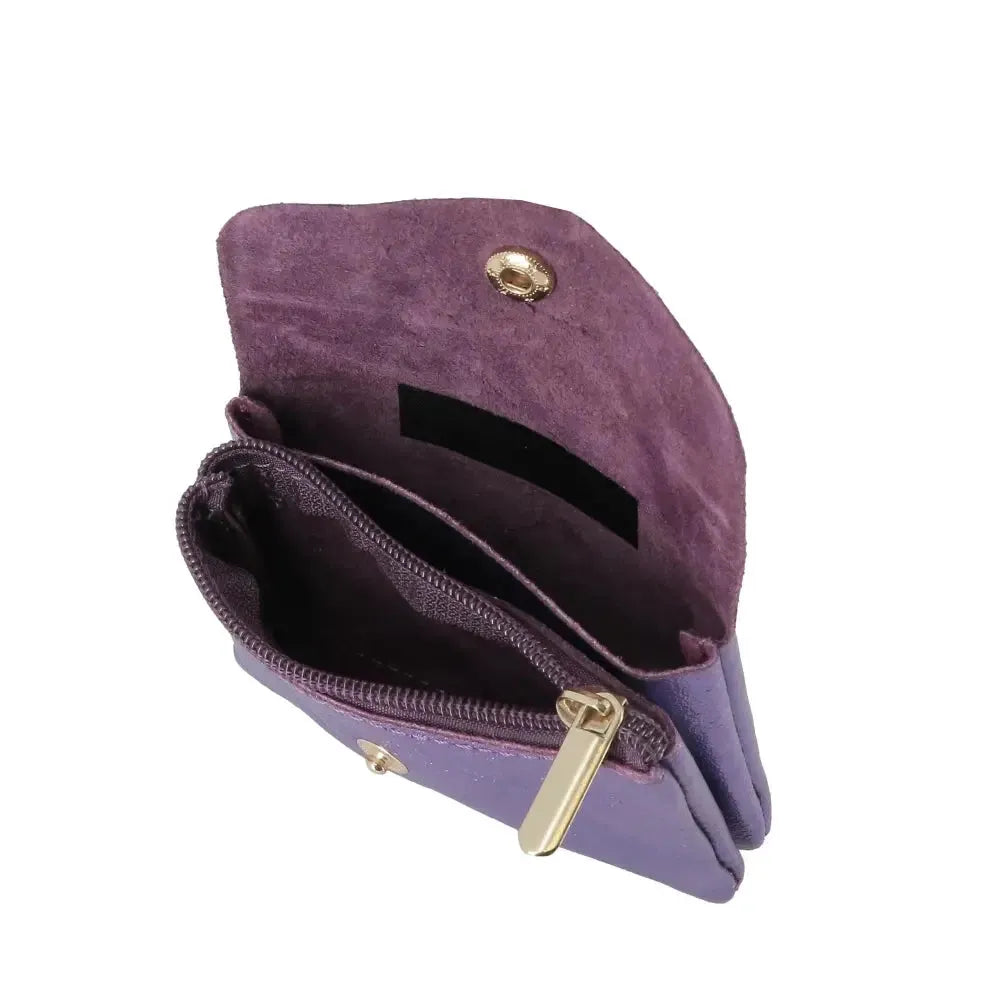 Vue 3 du Porte-monnaie femme cuir italien irisé 041 Violet par Made in Italy.