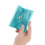Porte-monnaie cuir irisé femme ultra fin Cyan - Crocochic