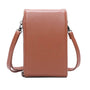 Vue 2 du Pochette téléphone bandoulière femme camel en cuir synthétique par Gallantry.