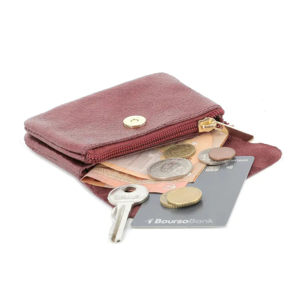 Porte-monnaie femme cuir italien irisé 041 Bordeaux