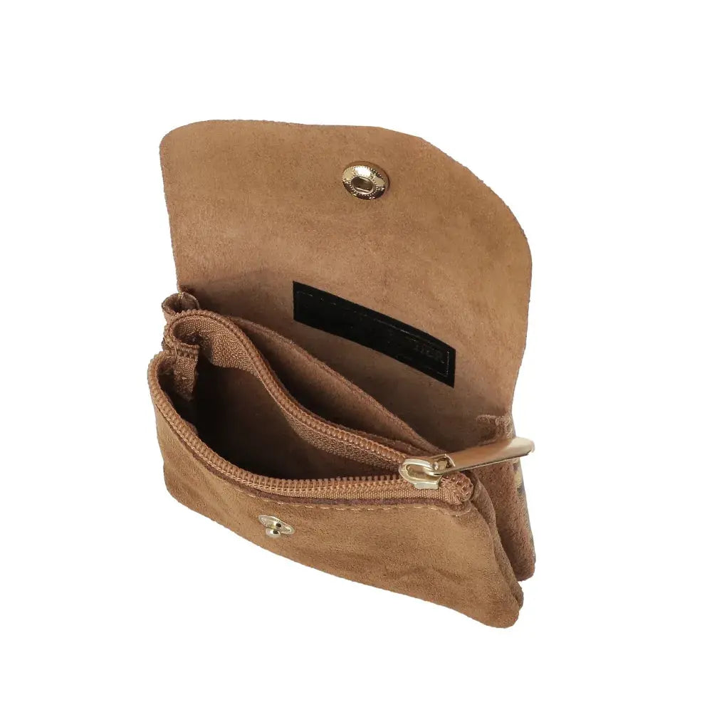 Porte-monnaie femme suédé irisé léopard Marron