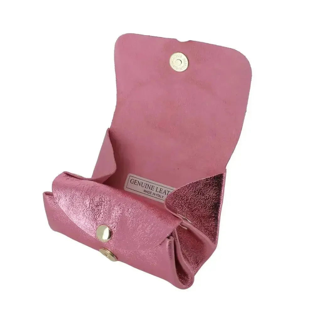 Vue 3 du Porte-monnaie cuir souple irisé 04 Rose Vif par Made in Italy.