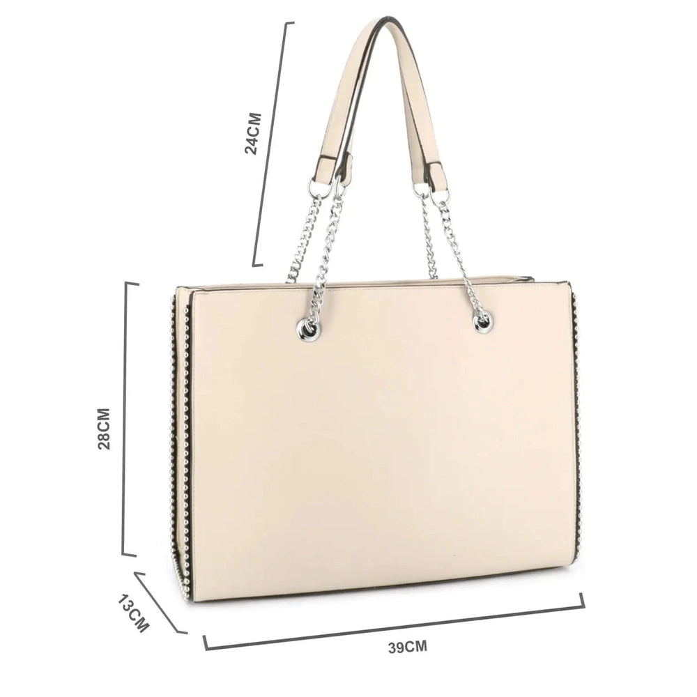 CRAZYCHIC - Sac à Main Porté Epaule Chaînes - Shopper Clous Billes Perles Métal Argenté Femme - Cabas Fourre-Tout Rectangle Cuir Serpent Python Taille Moyenne Ville Shopping Mode Tendance Chic - Noir CRAZYCHIC - Sac à Main Porté Epaule Chaînes - Shopper Clous Billes Perles Métal Argenté Femme - Cabas Fourre-Tout Rectangle Cuir Serpent Python Taille Moyenne Ville Shopping Mode Tendance Chic - Noir