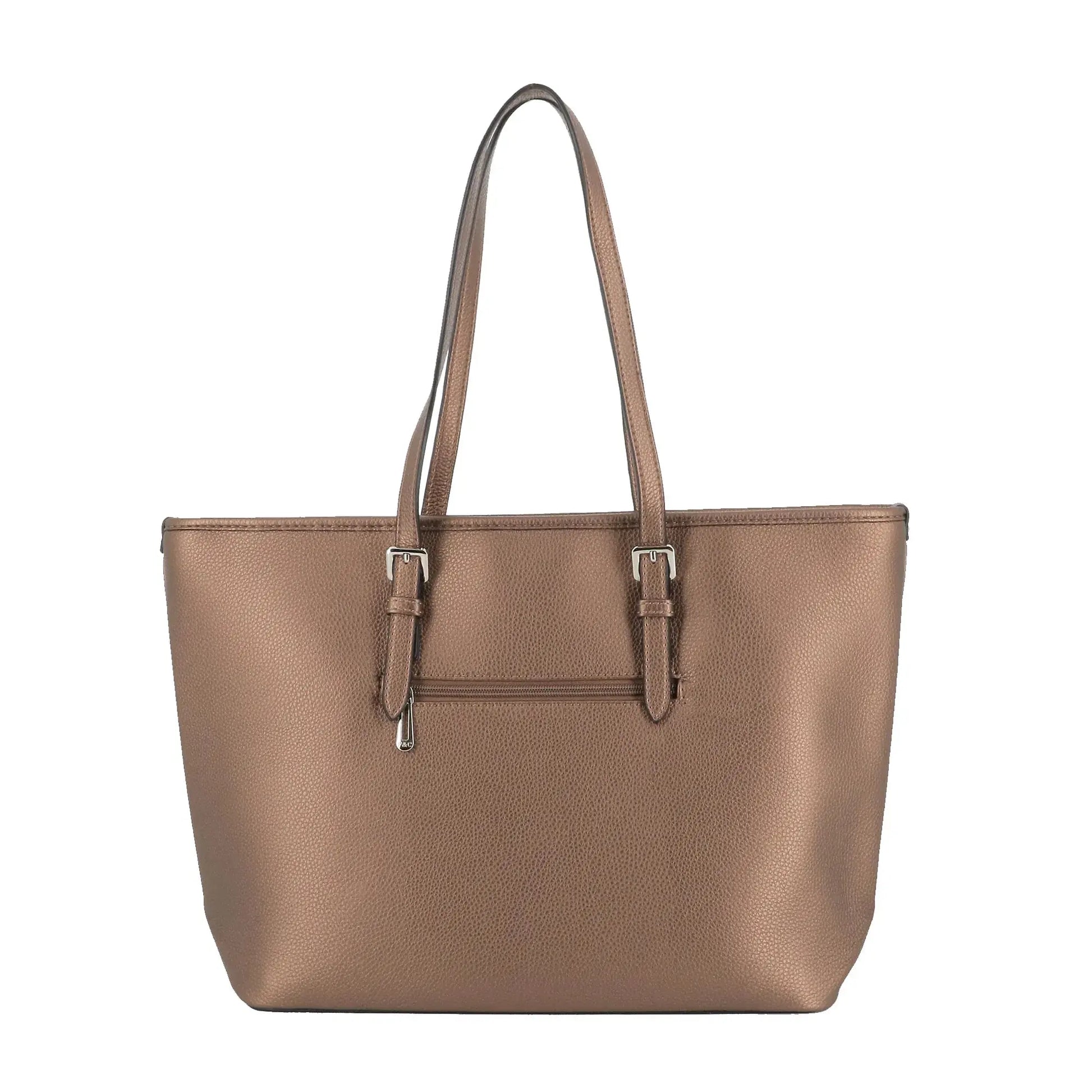 Flora & co Sac cabas femme pompon foulard léger marron métal