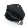 Portefeuille mi-long cuir suédé grainé 05C Noir - Crocochic