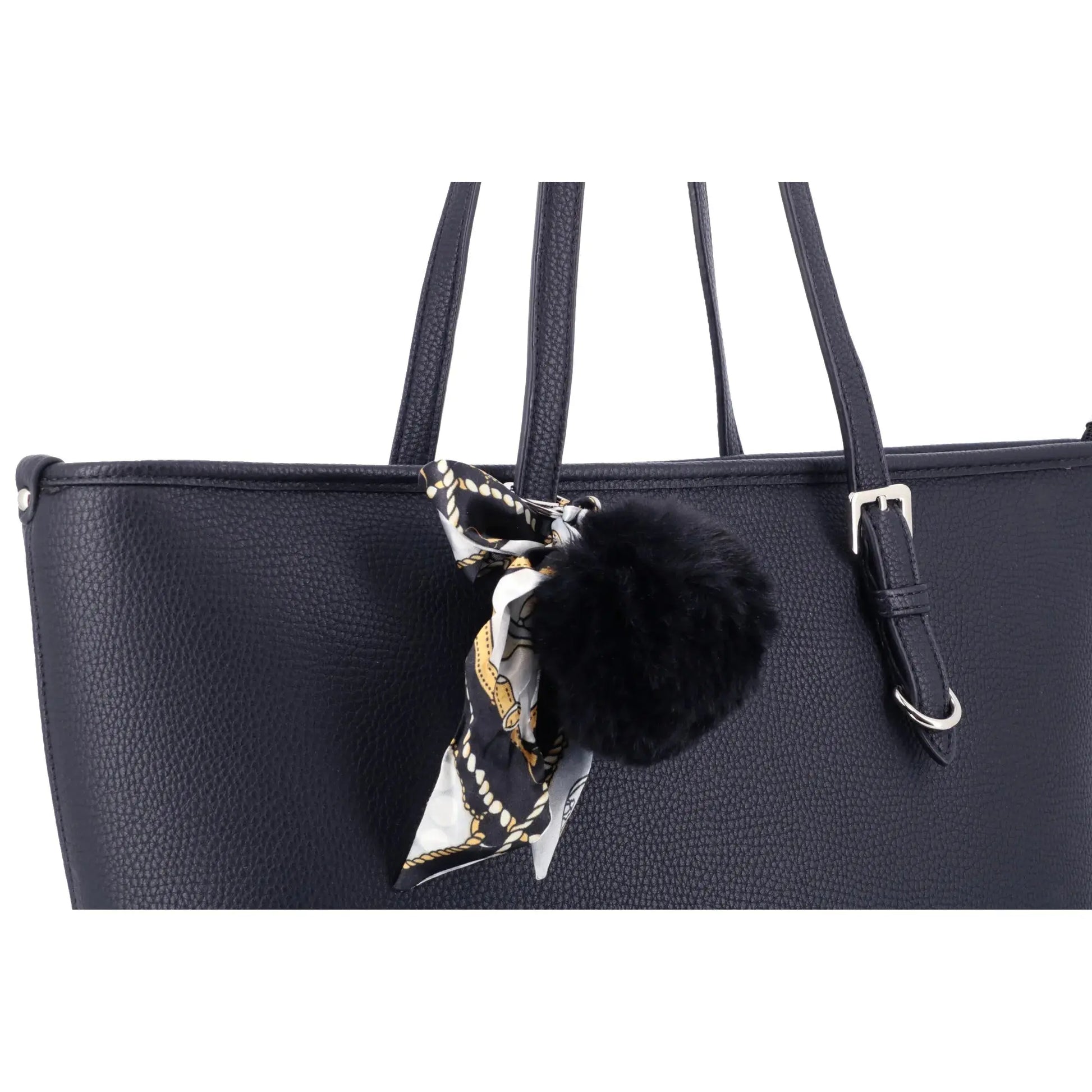 Flora & co Sac cabas femme pompon foulard léger bleu marine