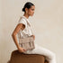 Sac cartable bandoulière femme broderie beige - Crocochic
