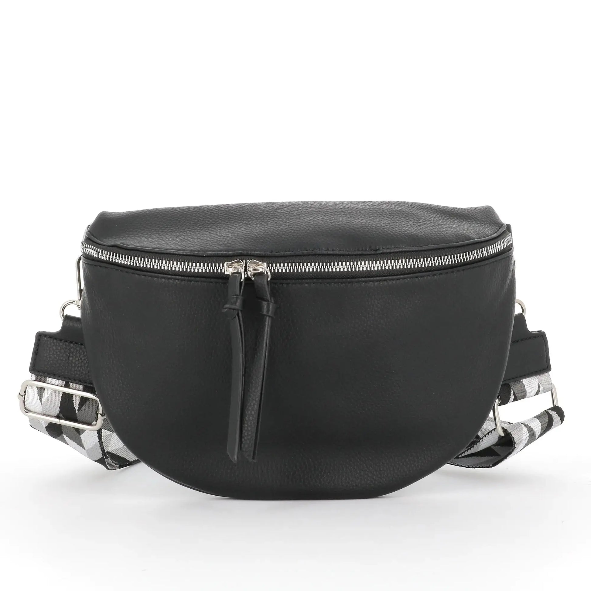 Flora & co Sac banane femme pu cuir grainé noir