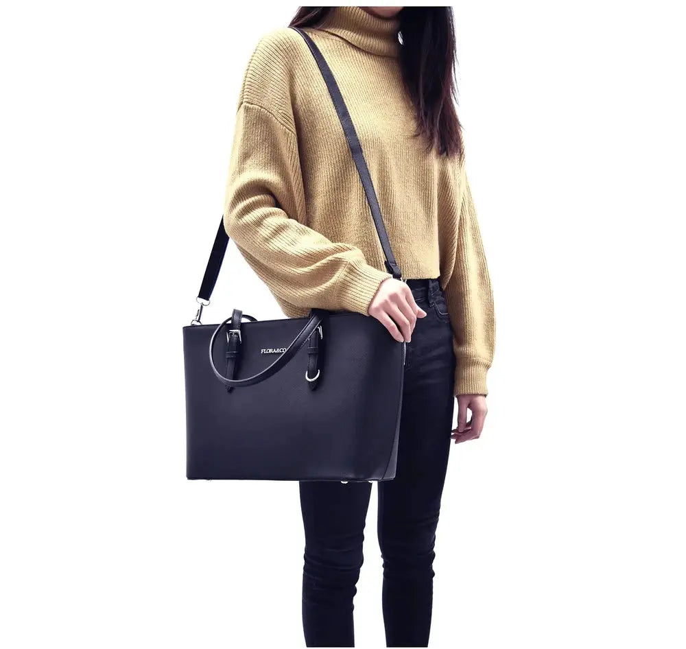 Flora & co Sac cabas femme format a4 saffiano bleu