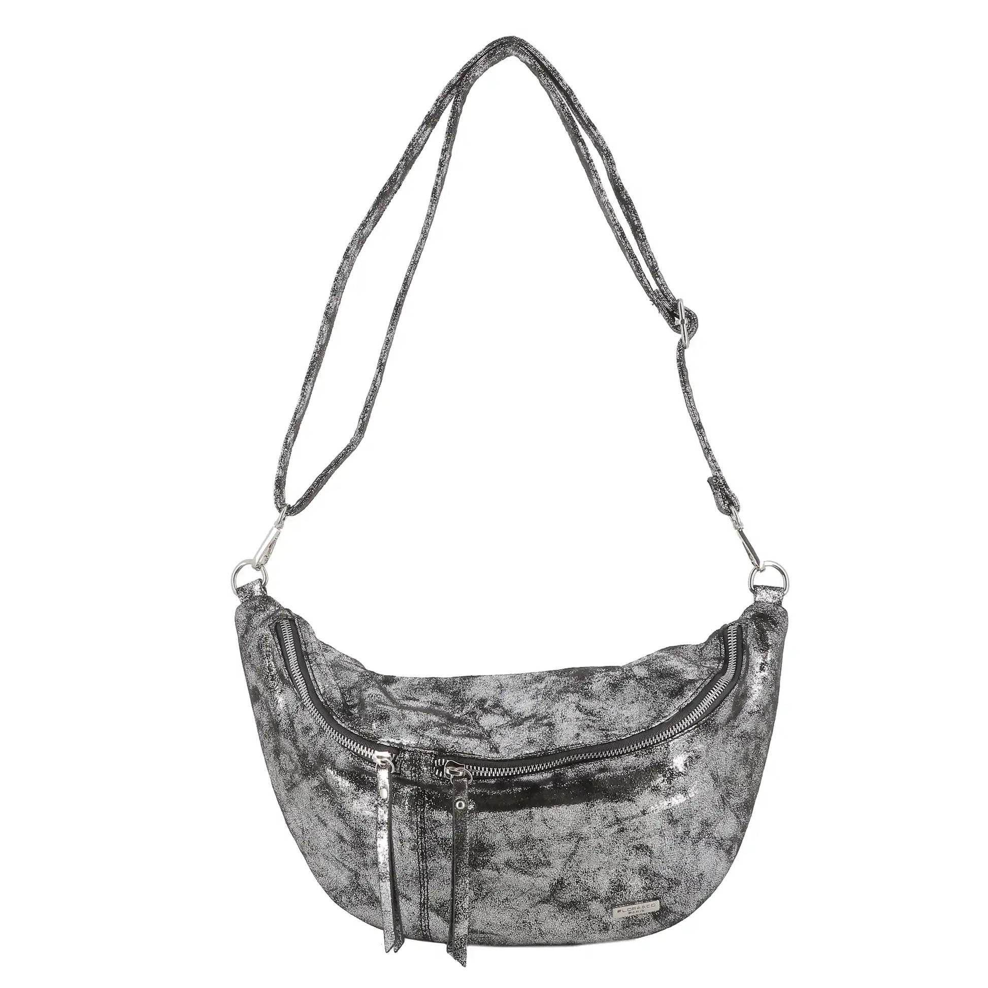 Grand sac banane femme daim irisé Gris Argent other image 4