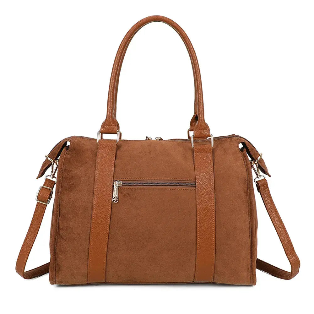 Grand sac bowling similicuir suédine femme Marron other image 4