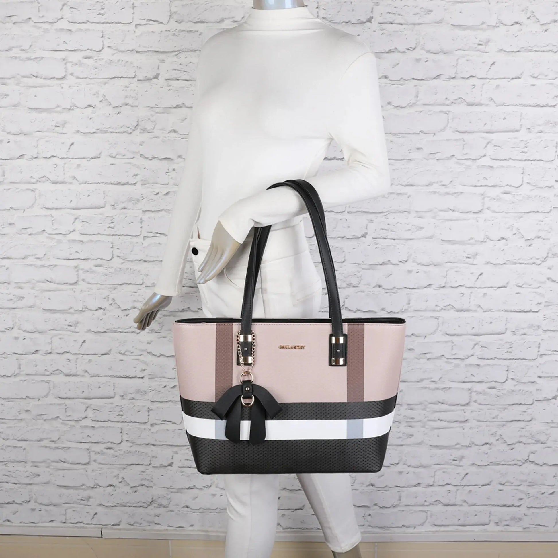 Gallantry Sac cabas femme a4 multicolore rayure noir