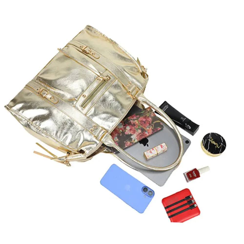 Grand sac à main bowling irisé or (détails dorés)