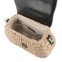 Sac bandoulière en paille à rabat Noir Flora & co
