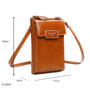 Vue 2 du Pochette téléphone plate tout-en-un femme camel en cuir synthétique par Gallantry.
