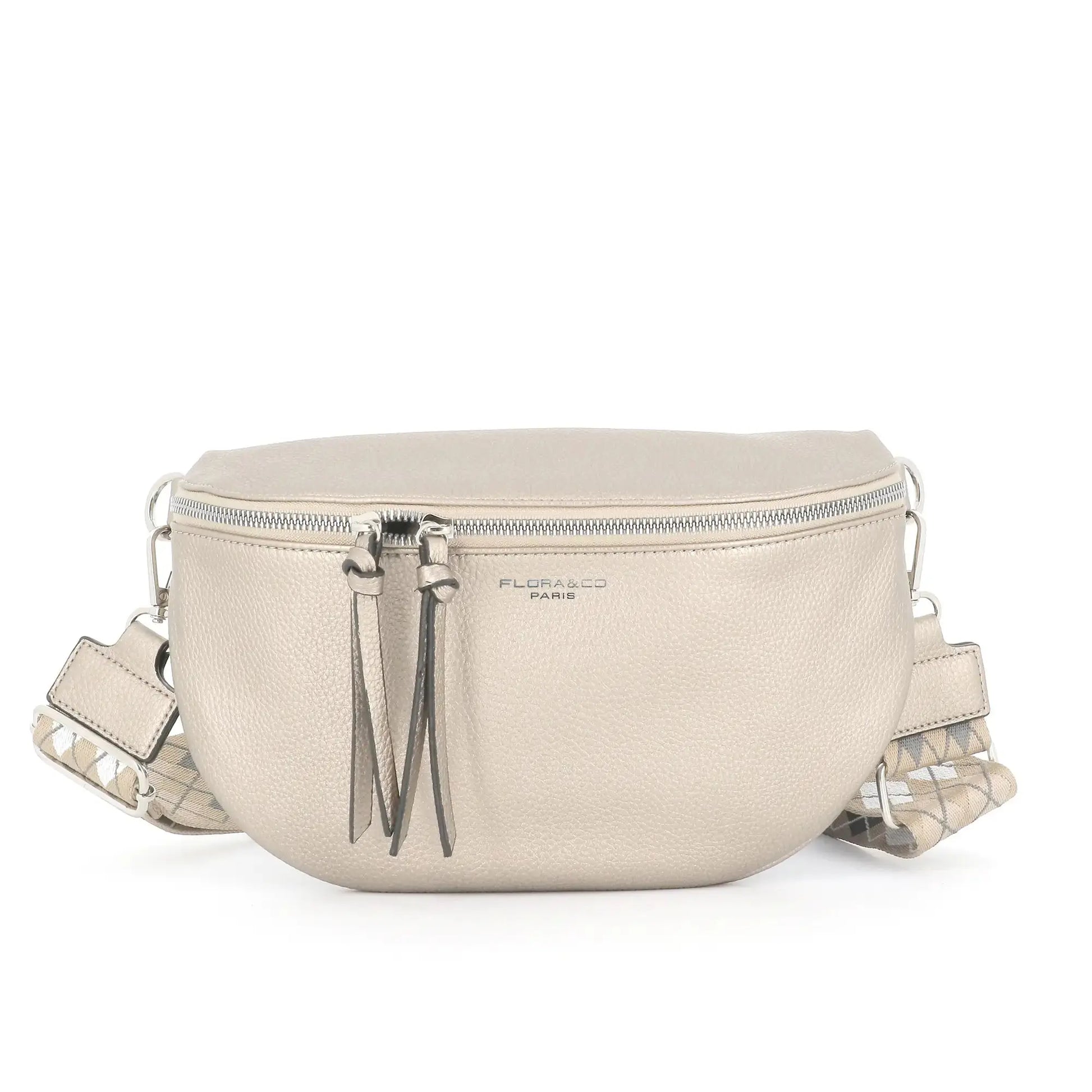 Flora & co Sac banane femme similicuir grainé ivoire