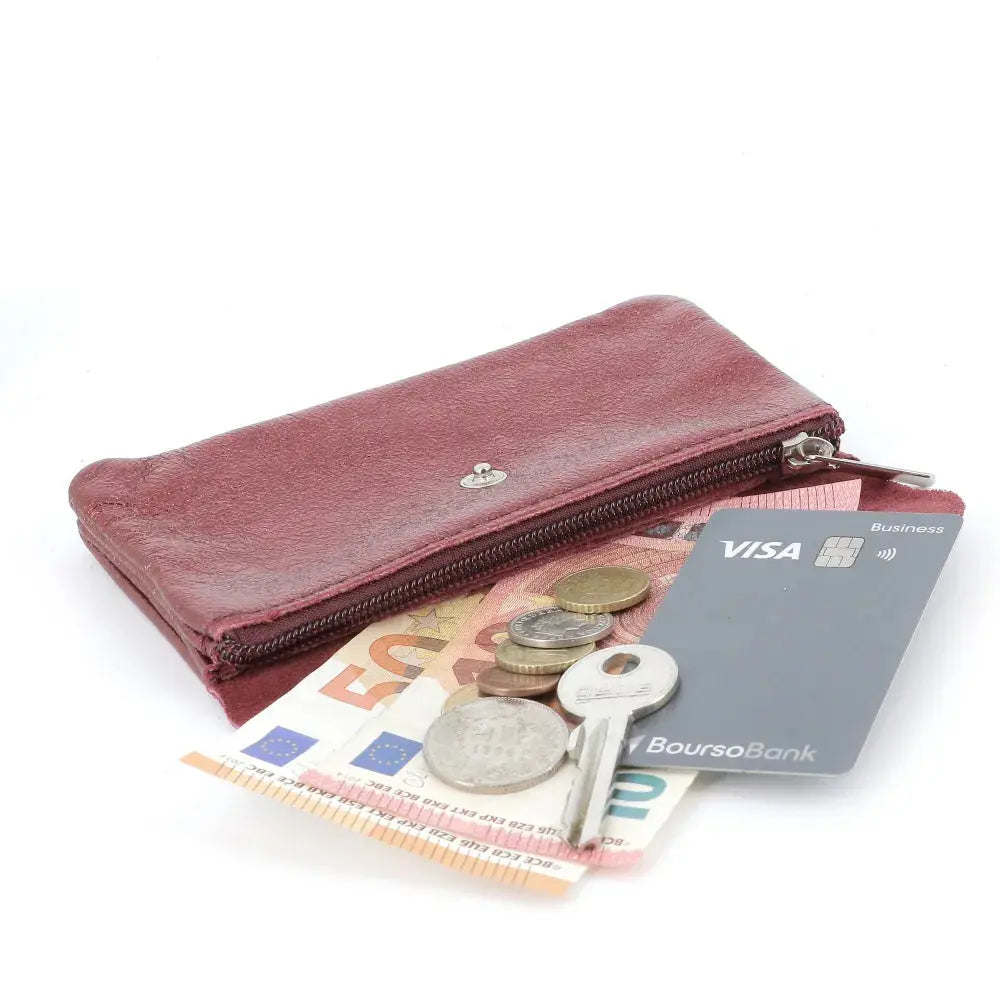 Porte-monnaie cartes femme cuir irisé 051 Bordeaux