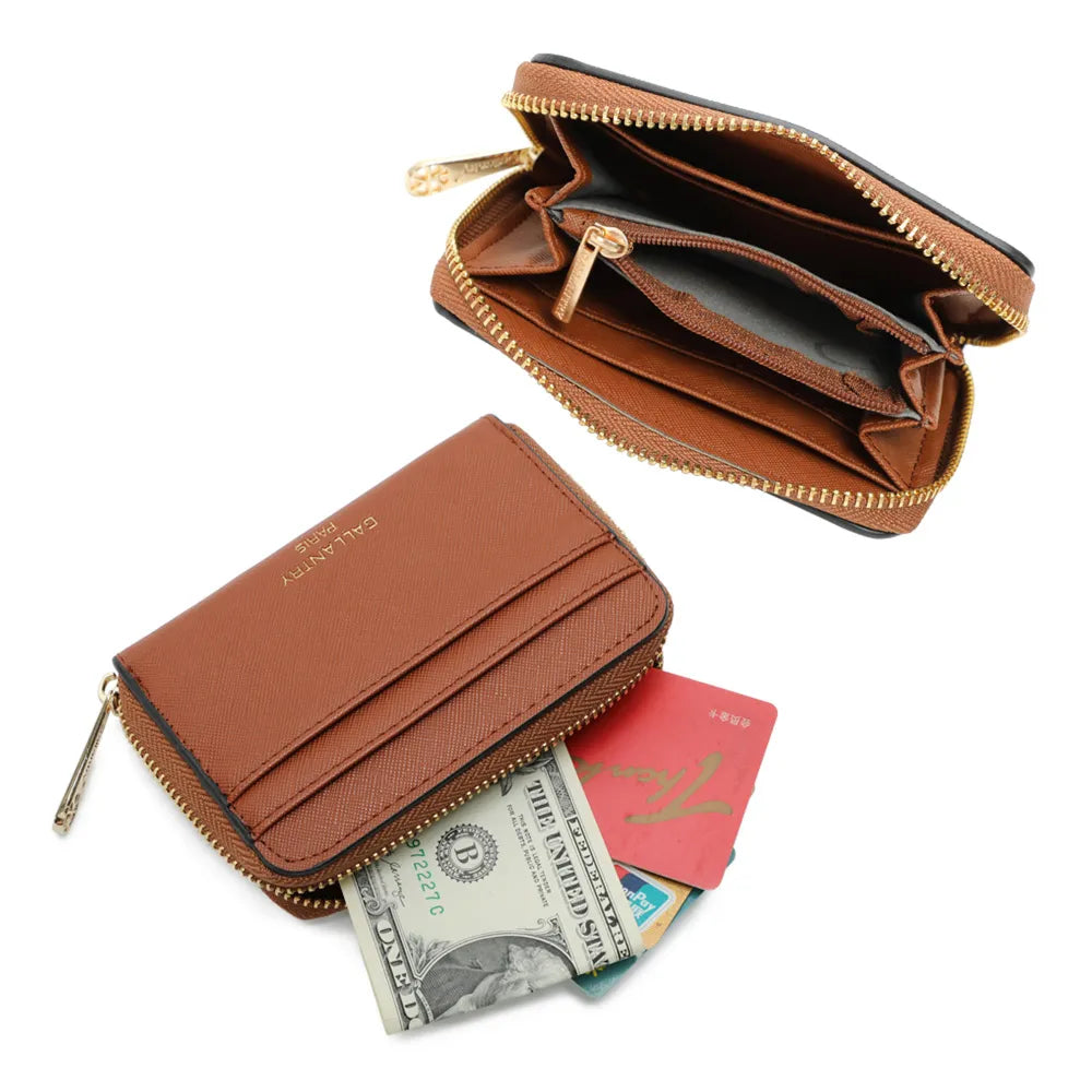 Portefeuille porte-monnaie femme française marron