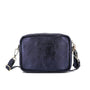Sac bandoulière femme cuir irisé bleu marine élégant et tendance.