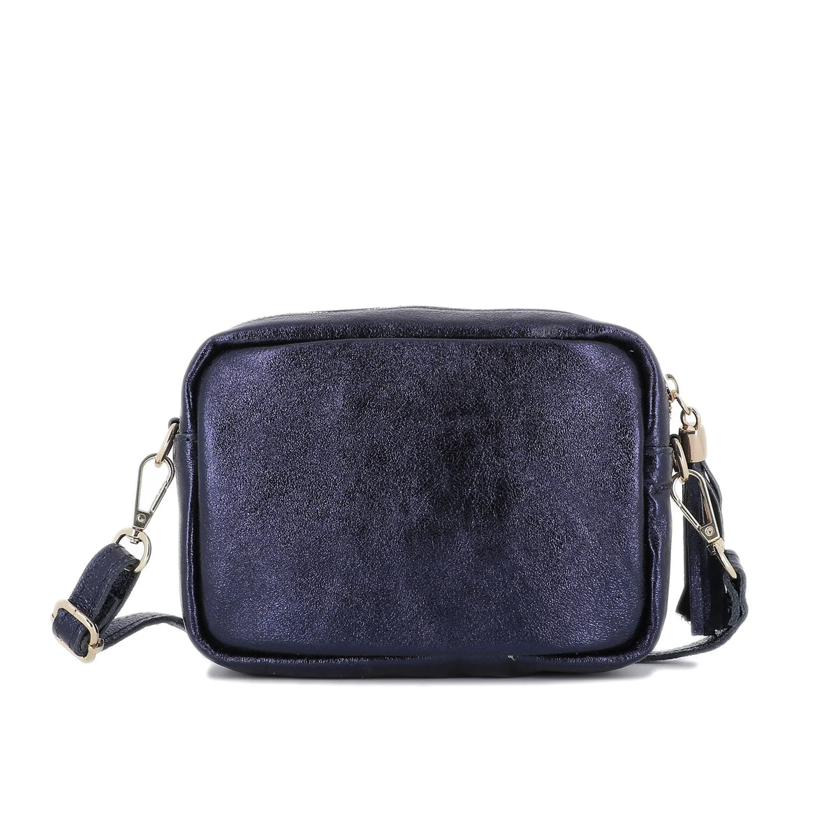 Sac bandoulière femme cuir irisé bleu marine élégant et tendance.