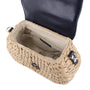 Sac bandoulière en paille à rabat Bleu Flora & co