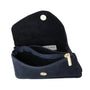 Vue 3 du Porte-monnaie portefeuille mi-long suède Bleu Marine en cuir par Made in Italy.