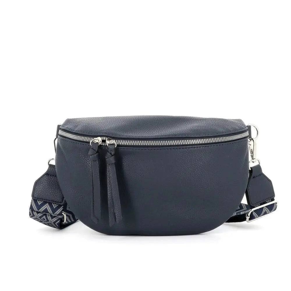 Flora & co Sac banane femme pu cuir grainé bleu