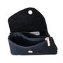 Vue 3 du Grand portefeuille cuir suède compatible passeport Bleu Marine par Made in Italy.