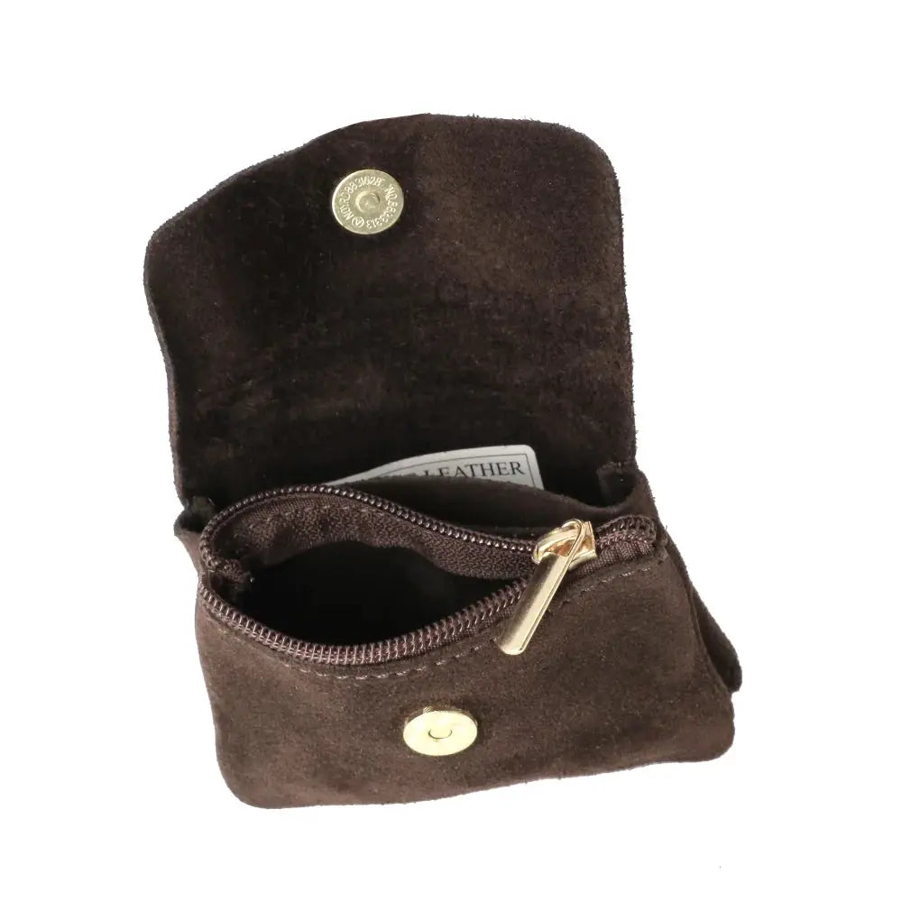 Petit porte-monnaie cartes cuir suède Chocolat other image 4