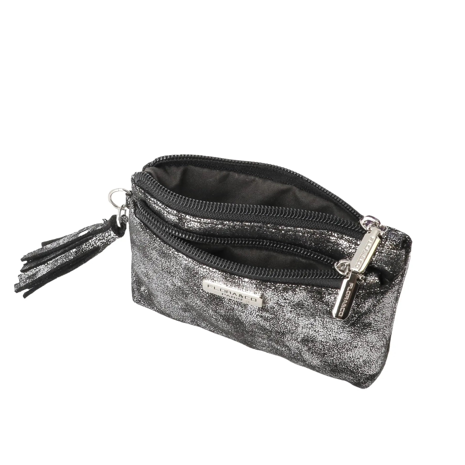 Petit porte-monnaie pochette femme suède irisé Gris Argent other image 4