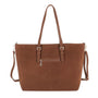 Vue 3 du Grand sac cabas daim femme format A4 Camel en cuir synthetique par Flora & co.