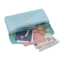Vue 3 du Porte-monnaie cartes femme cuir irisé 051 Turquoise par Made in Italy.